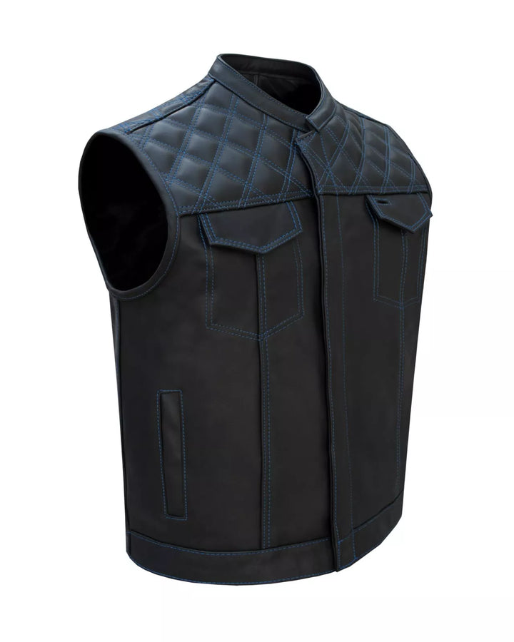 Handmade Men’s Riding Leather Vest – Vintage Distressed Finish by Kaida Leathers
