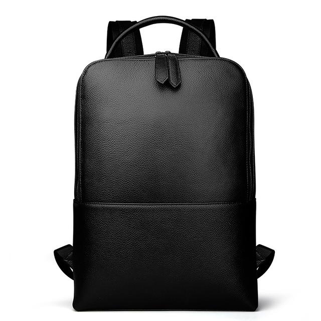 Skald Black Pebbled Leather Backpack  Slim Black Leather Backpack
