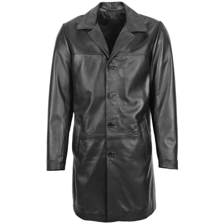 Mens Leather 34 Length Coat Jimmy Black