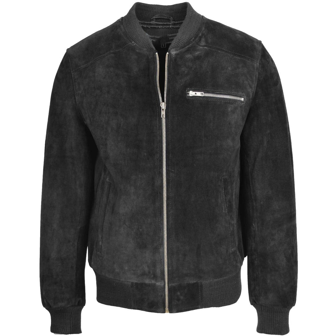 Mens Suede Bomber Varsity Jacket Reg Brown