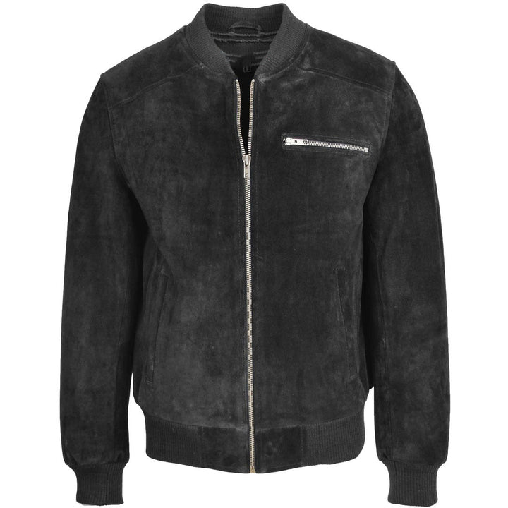 Mens Suede Bomber Varsity Jacket Reg Brown