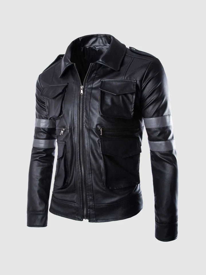 Black Jacket with Gray Stripes