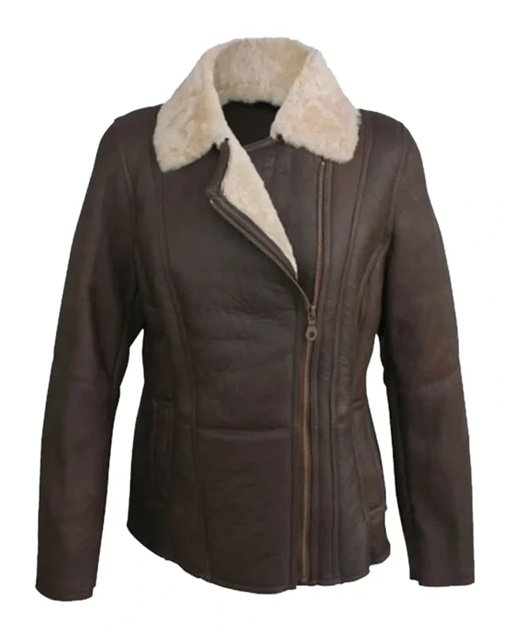 Jessica Vegan Aviator Leather Jacket