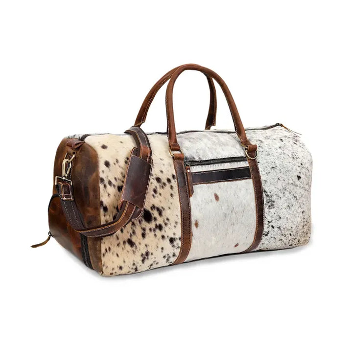 Cowhide Leather Duffel Bag  Unisex Travel Bag