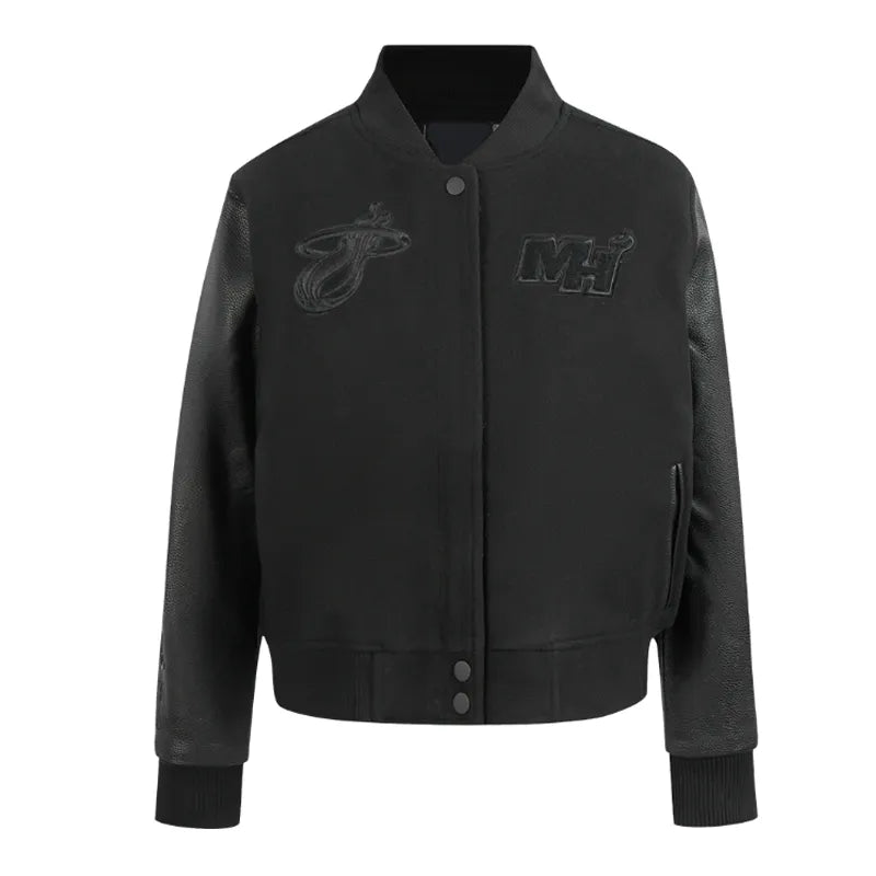Miami Heat Triple Black Varsity Wool-Leather Jacket
