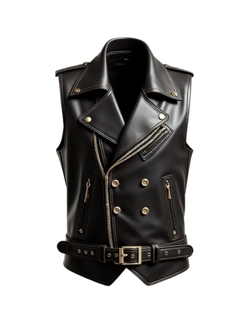 Men’s Premium Black Leather Vest