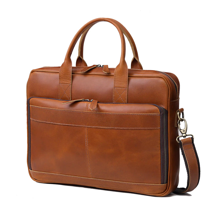 AUSTIN LAPTOP LEATHER BRIEFCASE  TAN  1216