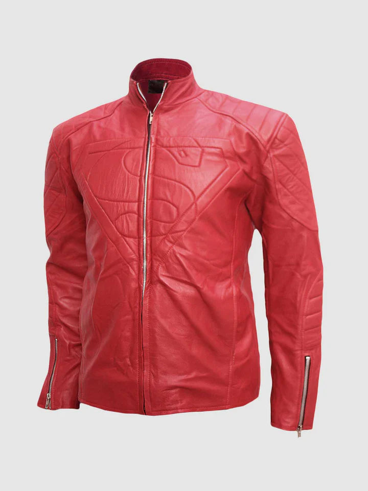 Light Red Leather Biker Jacket