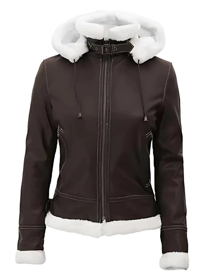 Jasmine Dark Brown Jacket with hood