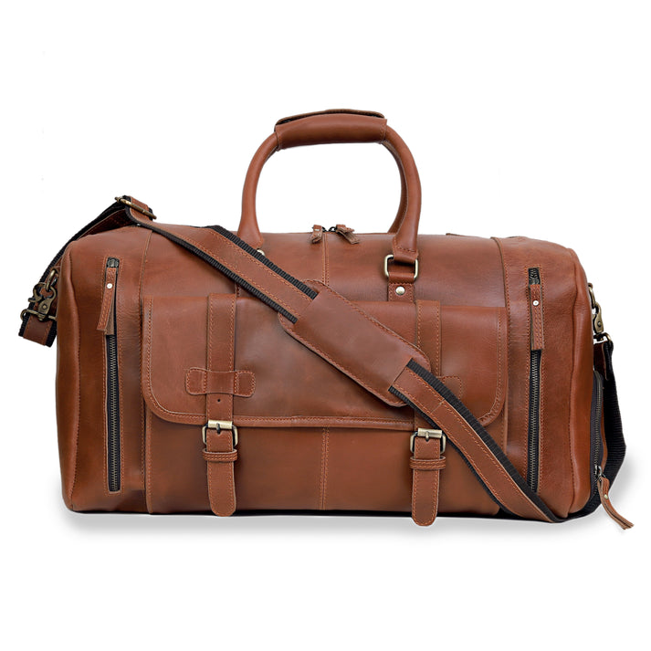 Mars Leather Duffel Bag for Men  Tan  20 INCH
