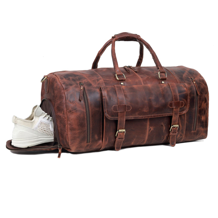 Mars Leather Duffel Bag for Men  Brown  20