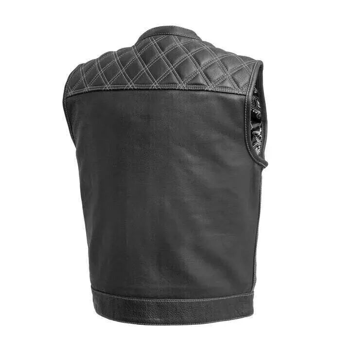 Kaida Leathers Club Style Leather Vest – Heavy-Duty Zippers & Snap Closures