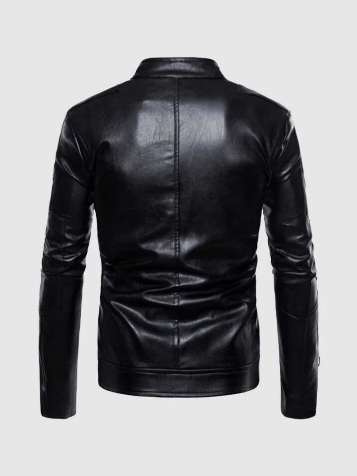 Standing Collar Leather Jacket