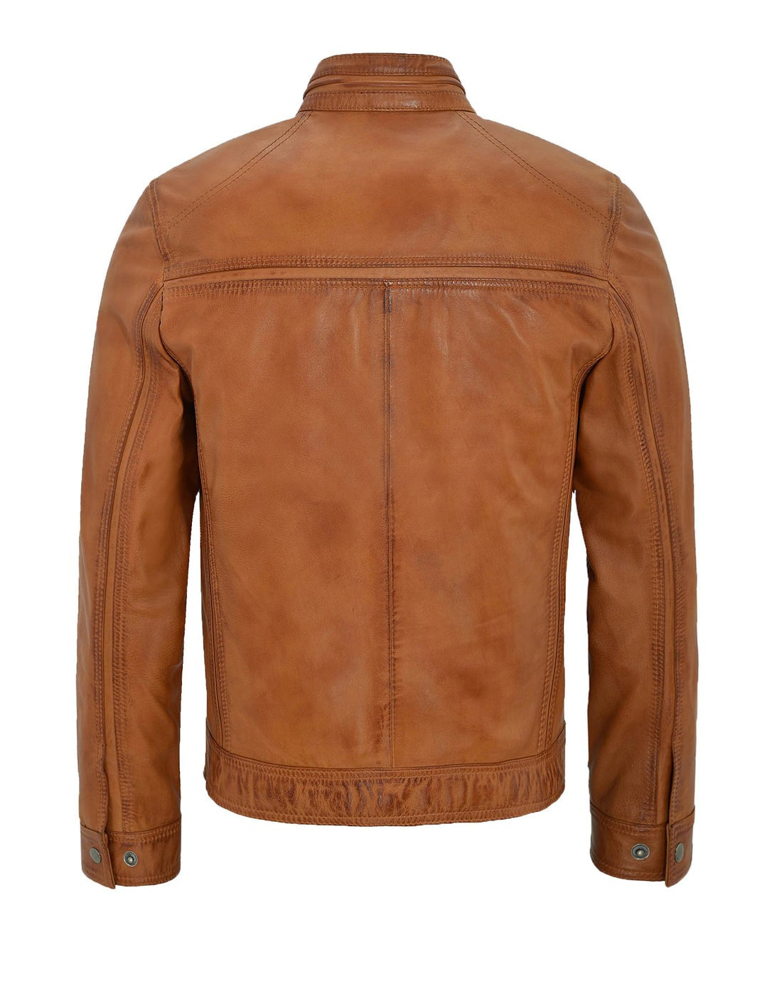 Tan Leather Motorcycle Jacket For Men
