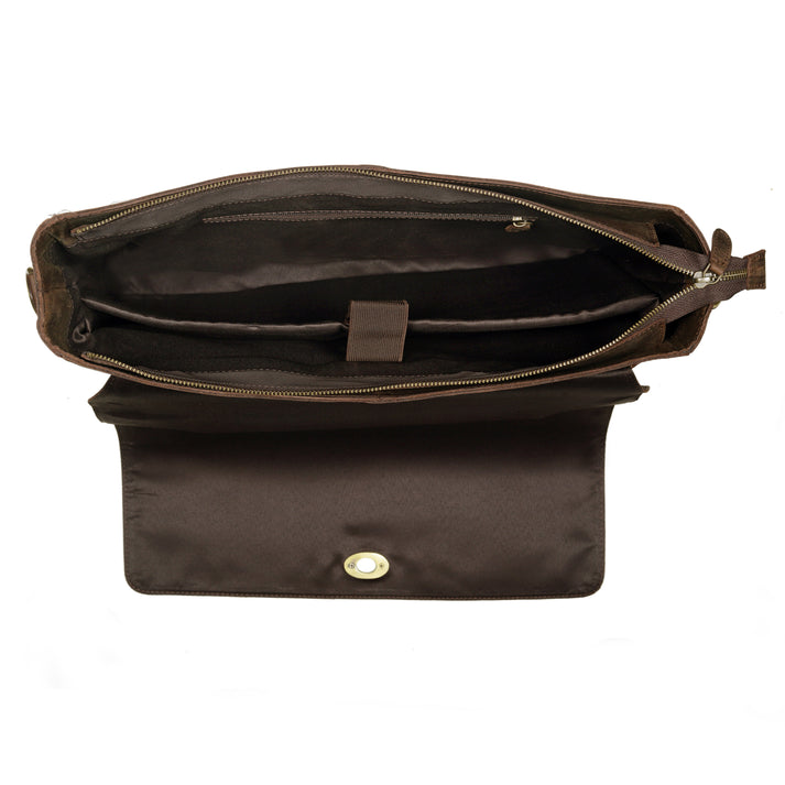 CAPTAIN VINTAGE BROWN LEATHER MESSENGER BAG  16 INCH