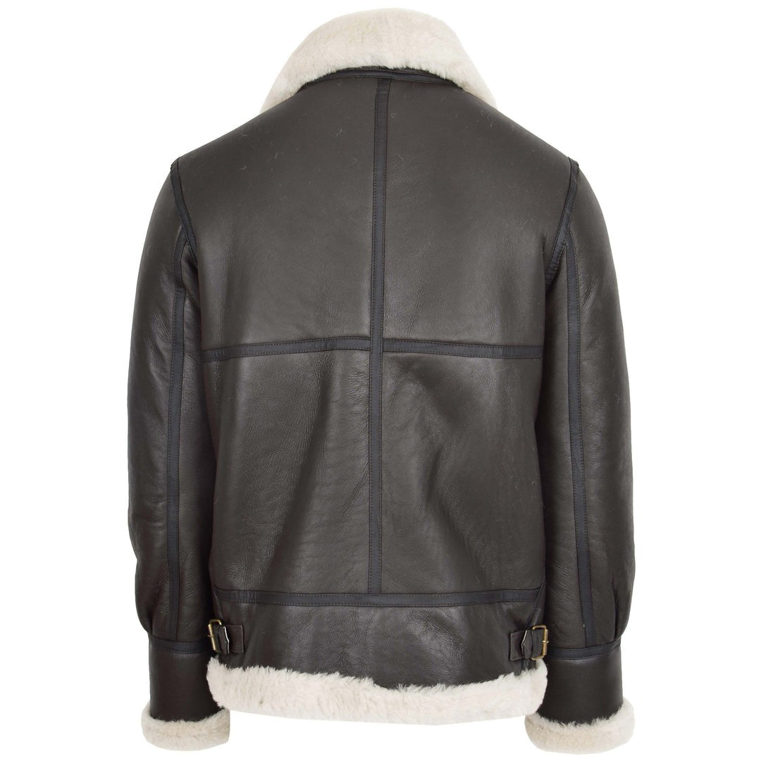 Men's Classic B3 Original Sheepskin Jacket Brown White