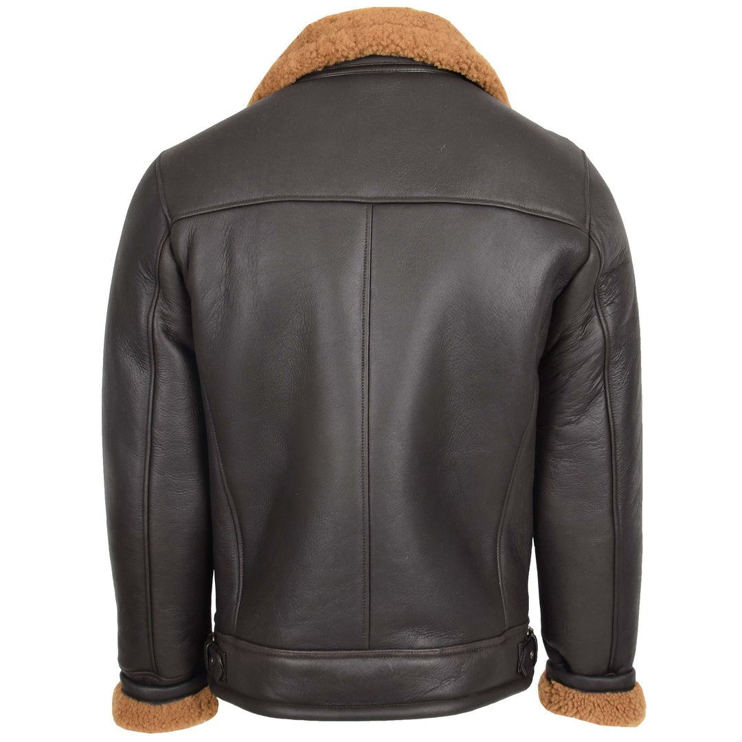 Mens Aviator Sheepskin Pilot Jacket Blen Brown Ginger