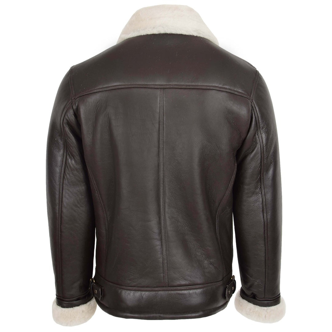 Mens Aviator Sheepskin Pilot Jacket Blen Brown White