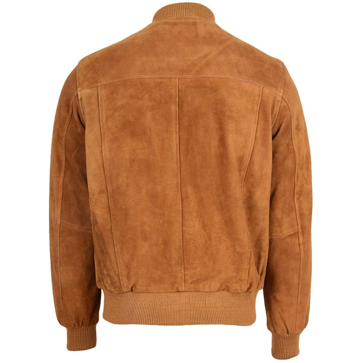 Mens Suede Bomber Varsity Jacket Reg Tan