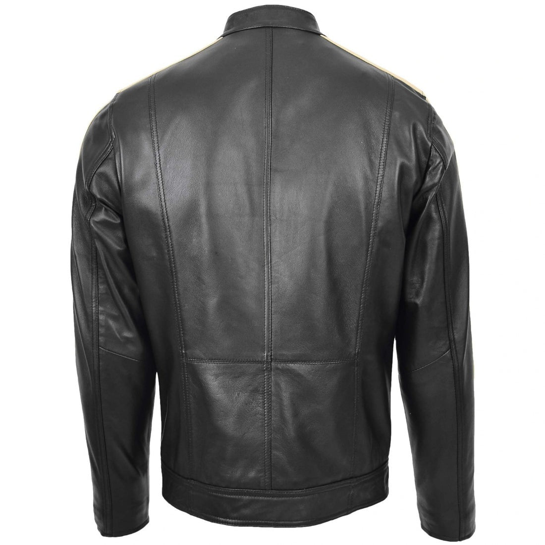 White Stripe Genuine Leather Jacket For Men
