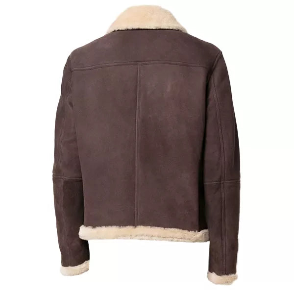 Mens Brown Suede Jacket With Sherpa Collar