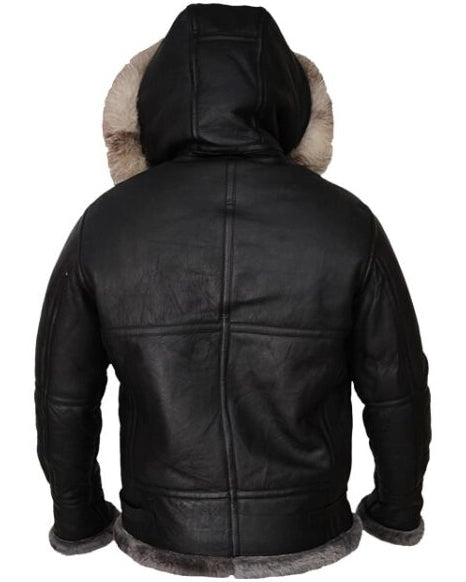 Robert All Black Shearling B3 Parka Jacket