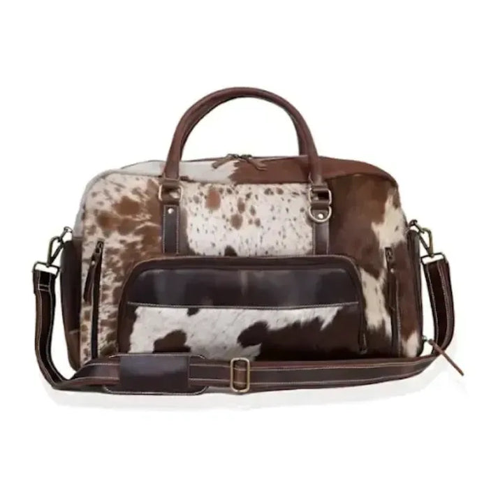 Premium Cowhide Leather Duffle Bag  Unisex Travel Weekender Bag