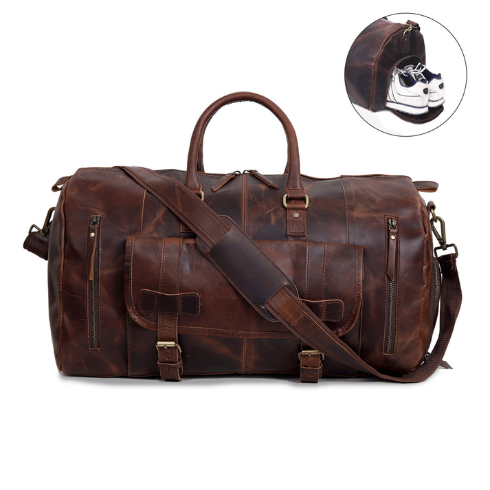 Mars Leather Duffel Bag for Men  Brown  20