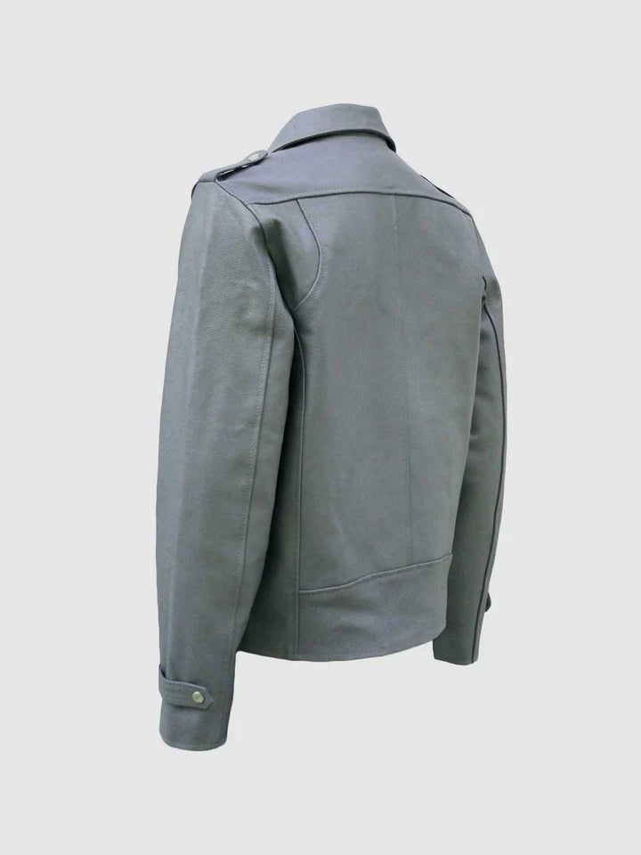 Classic Grey Leather Jacket