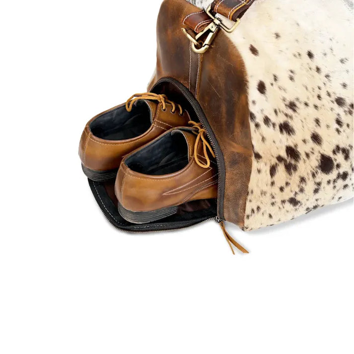 Cowhide Leather Duffel Bag  Unisex Travel Bag