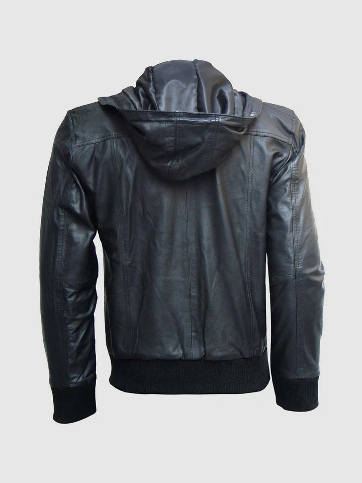 Leather Hooded Jacket