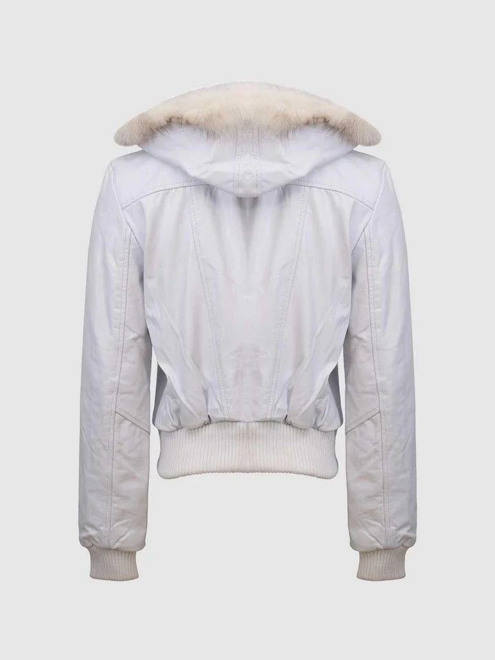 White Fur Leather Jacket