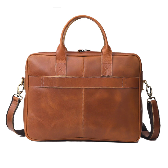 AUSTIN LAPTOP LEATHER BRIEFCASE  TAN  1216