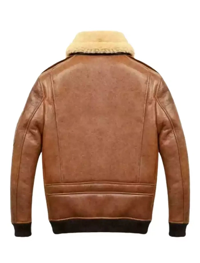 Samuel Tan Brown Shearling SF Bomber Leather Jacket