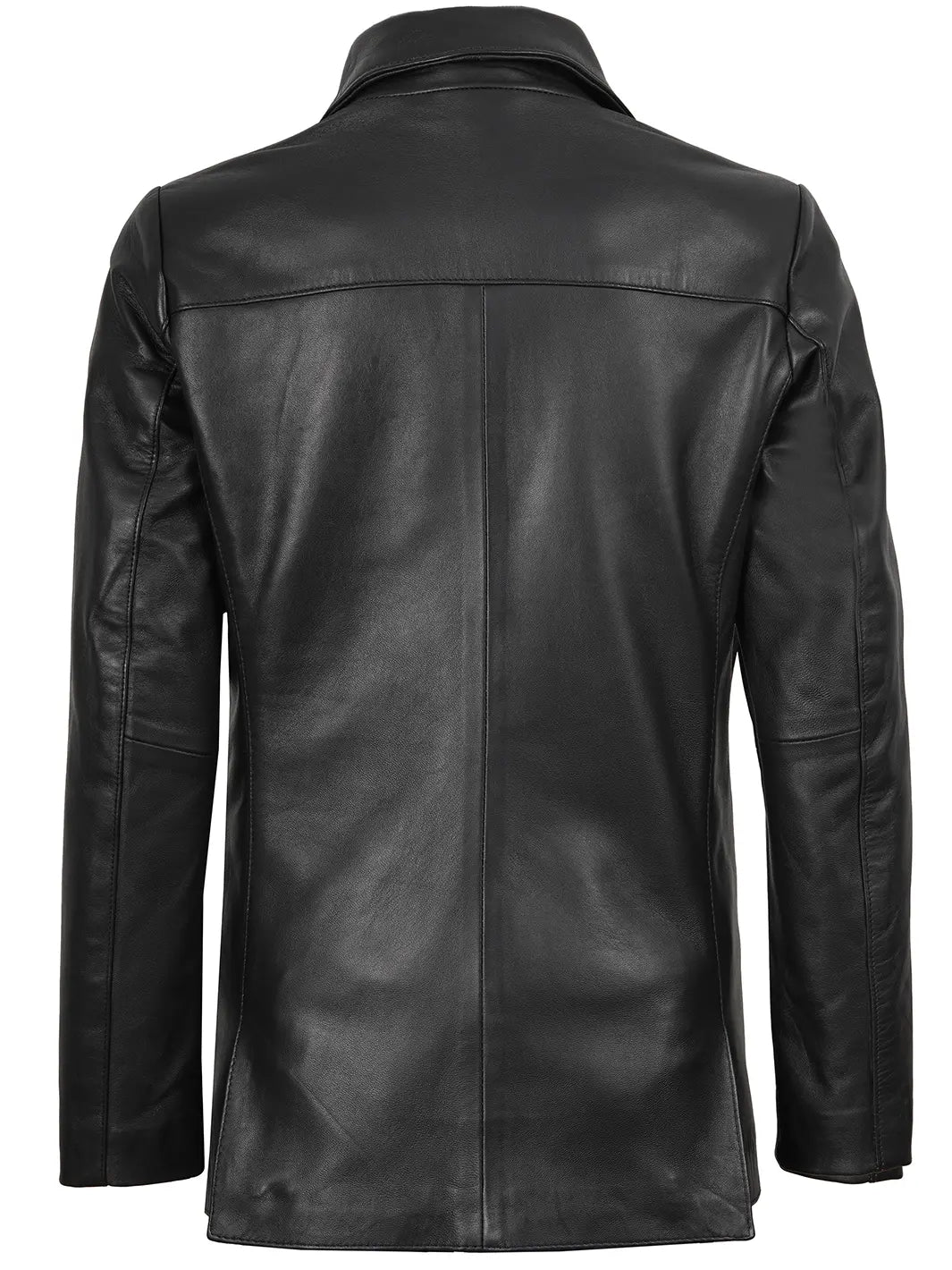 Women's Two Button Black Real Leather Blazer