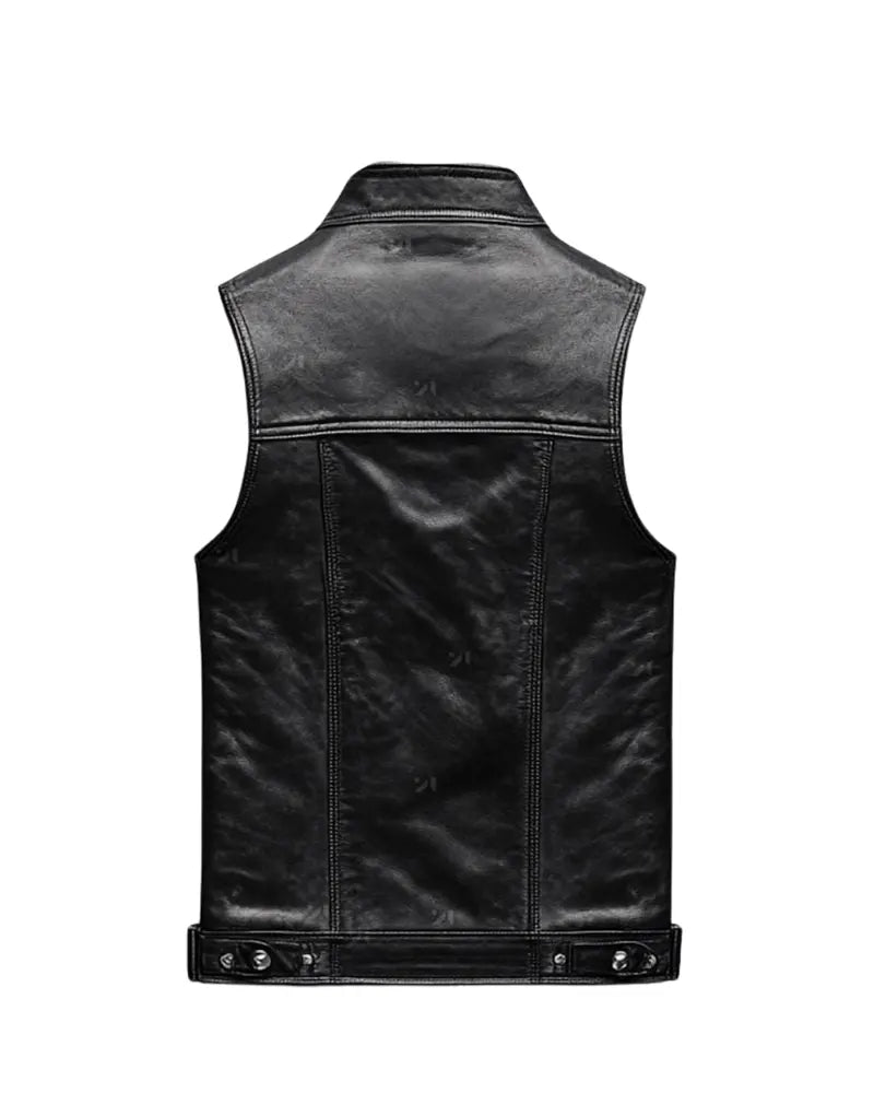 Men’s Classic Black Leather Biker Vest