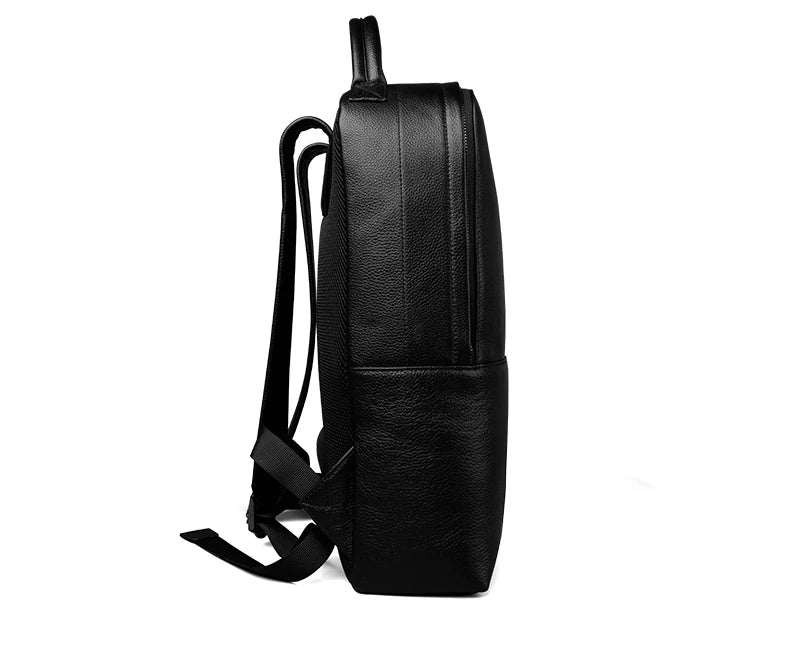 Skald Black Pebbled Leather Backpack  Slim Black Leather Backpack