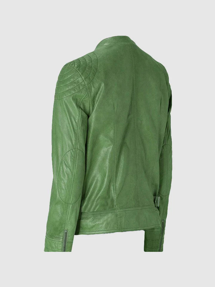 Green Leather Moto Jacket