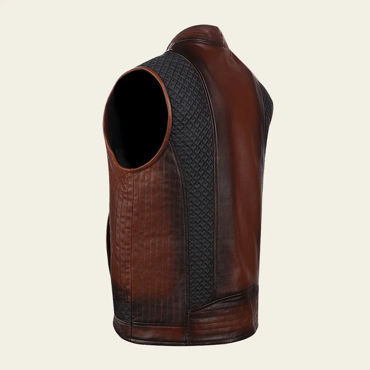 Men’s Brown Ovine contrasting leather Vest