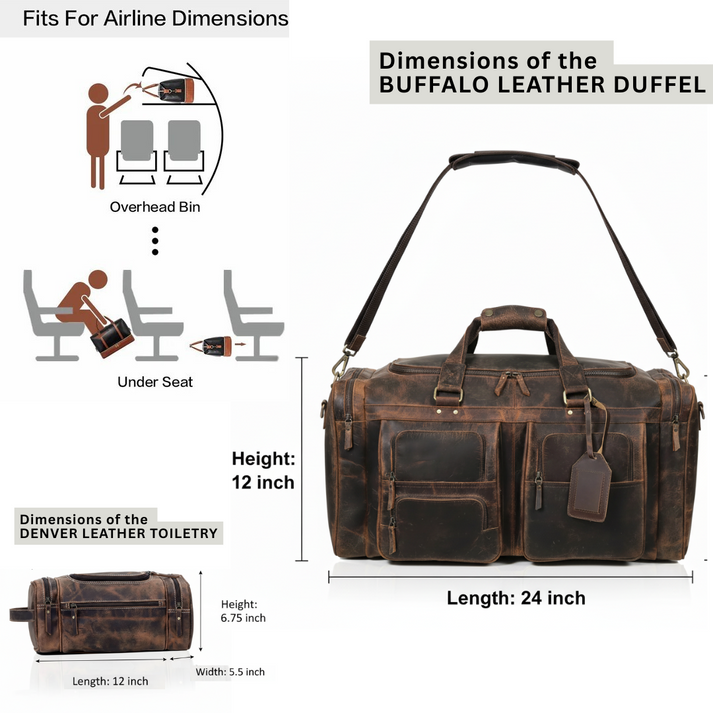 Denver Full Grain Buffalo Leather Weekender Bag