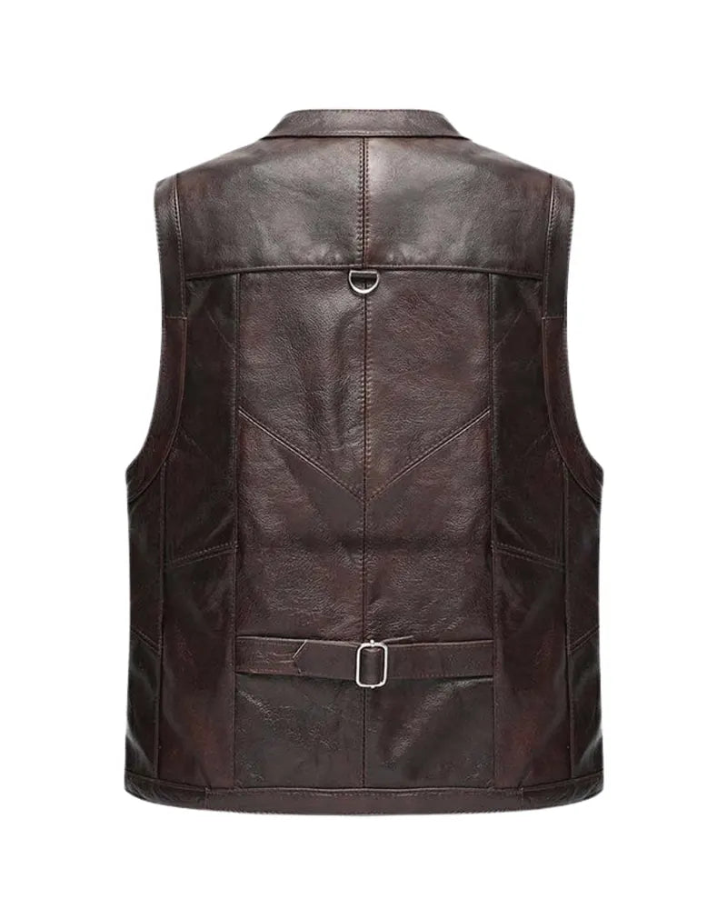 Men’s Luke Vintage Brown Leather Vest