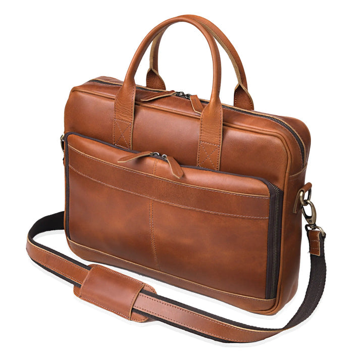 AUSTIN LAPTOP LEATHER BRIEFCASE  TAN  1216