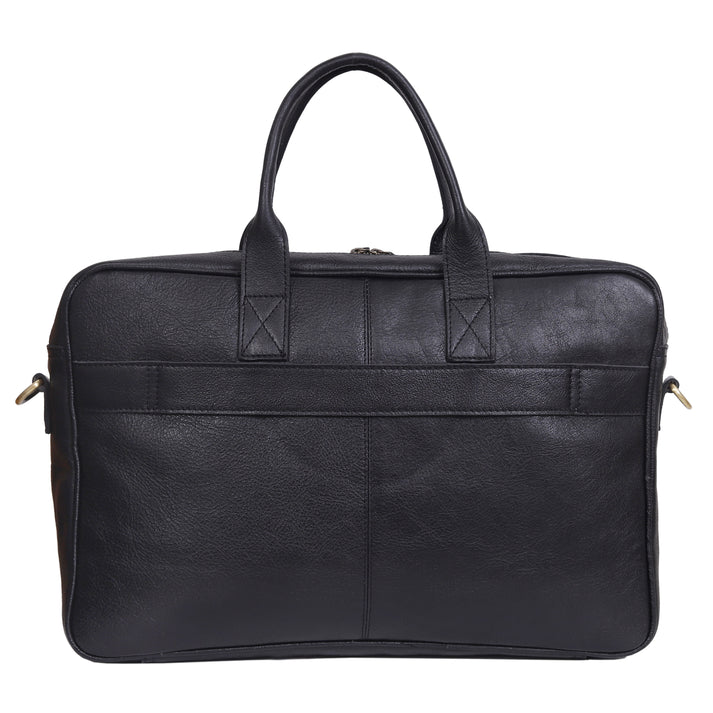 AUSTIN LAPTOP LEATHER BRIEFCASE  BLACK  16 INCH