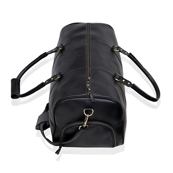 JOHN LEATHER DUFFEL BAG FOR MEN  BLACK