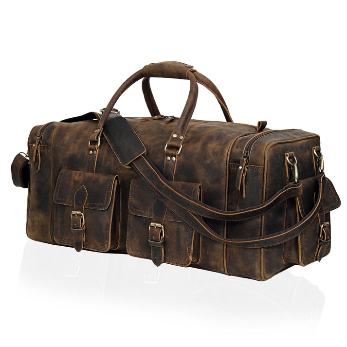 NEW JERSEY LEATHER DUFFEL BAG VINTAGE  BROWN  20 INCH