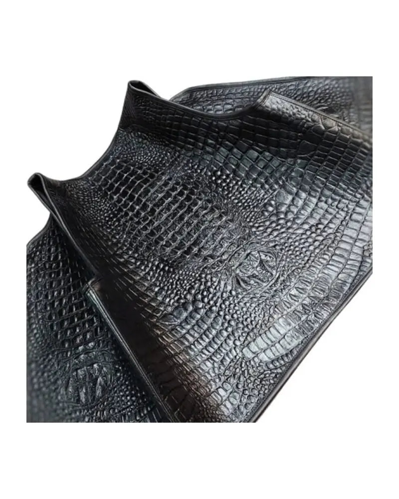 Men’s Black Embossed Biker Leather Vest