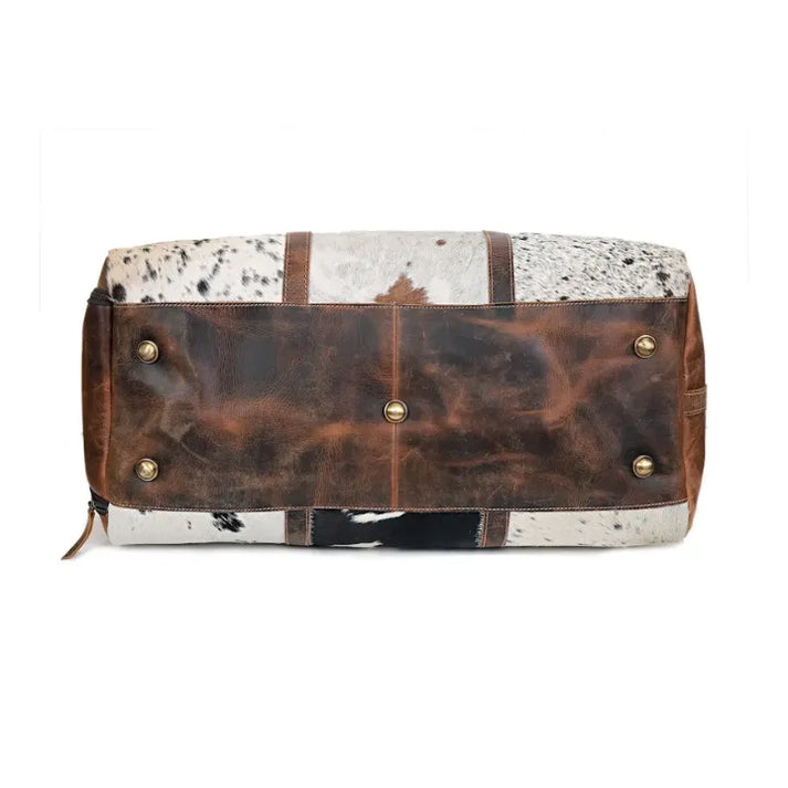 Cowhide Leather Duffel Bag  Unisex Travel Bag