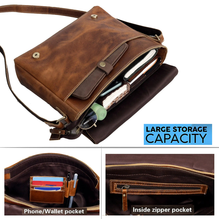 JUPITER LEATHER MESSENGER BAG  10  14