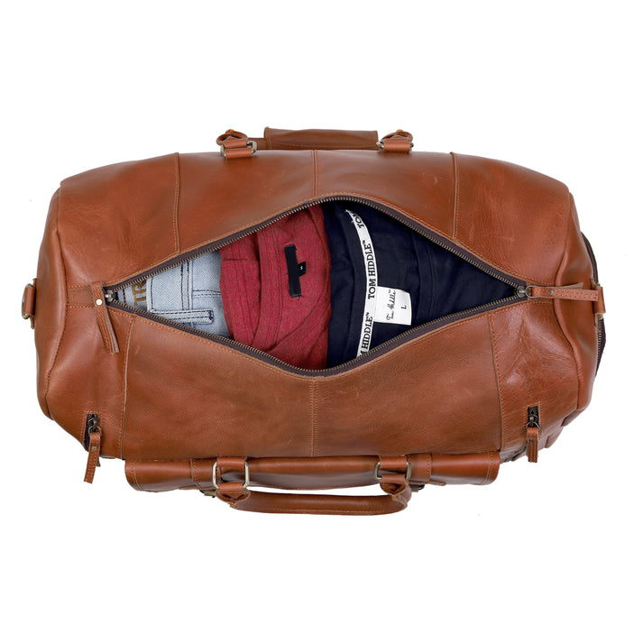 Mars Leather Duffel Bag for Men  Tan  20 INCH