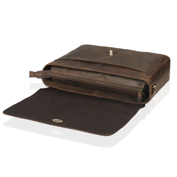 CAPTAIN VINTAGE BROWN LEATHER MESSENGER BAG  16 INCH
